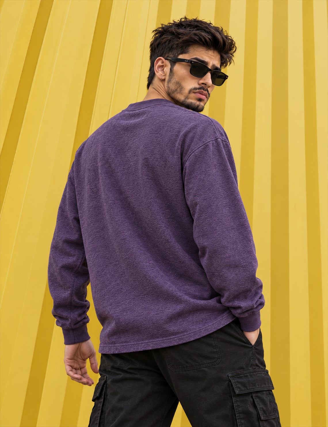 Midnight Instinct Panther Graphic Full-Sleeve T-Shirt – Purple