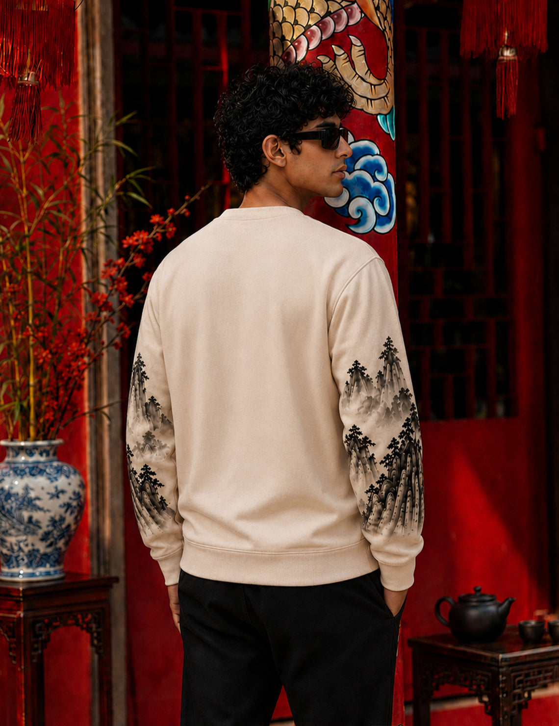 Force Printed Men Round Neck Beige T-Shirt