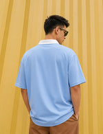 Force Printed Men Polo Neck Light Blue T-Shirt