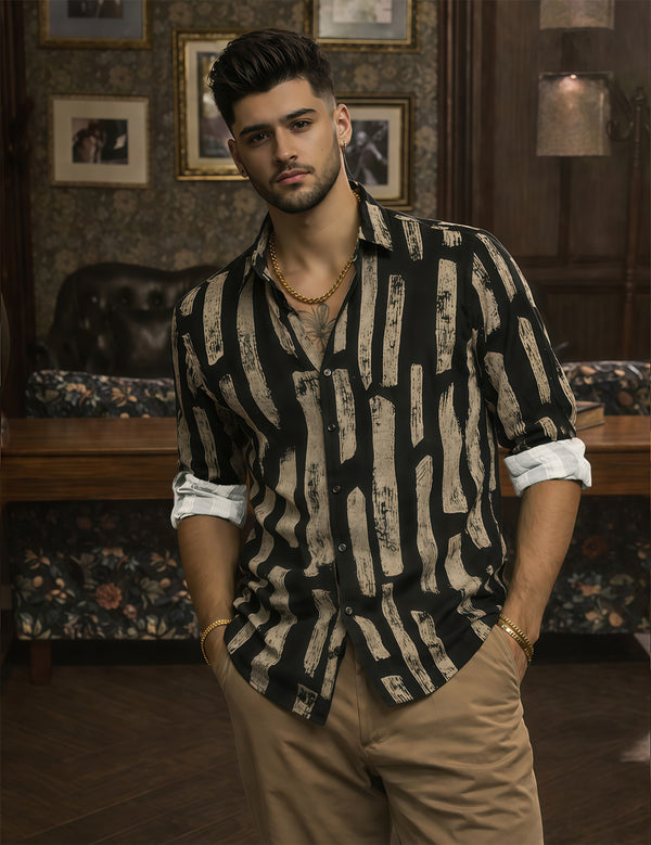 Force Men Printed Casual Black Shirt
