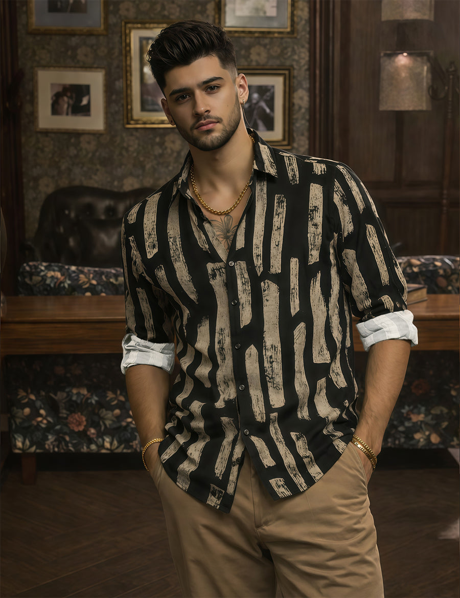 Force Men Printed Casual Black Shirt