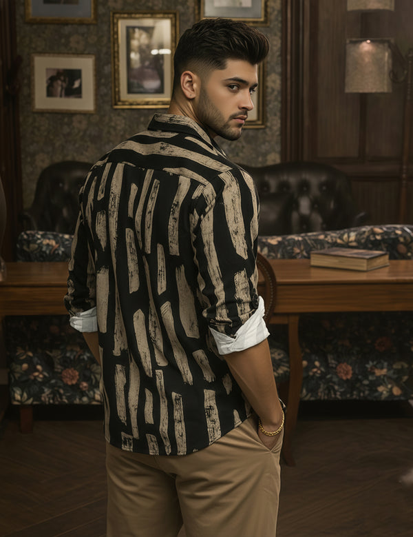 Force Men Printed Casual Black Shirt