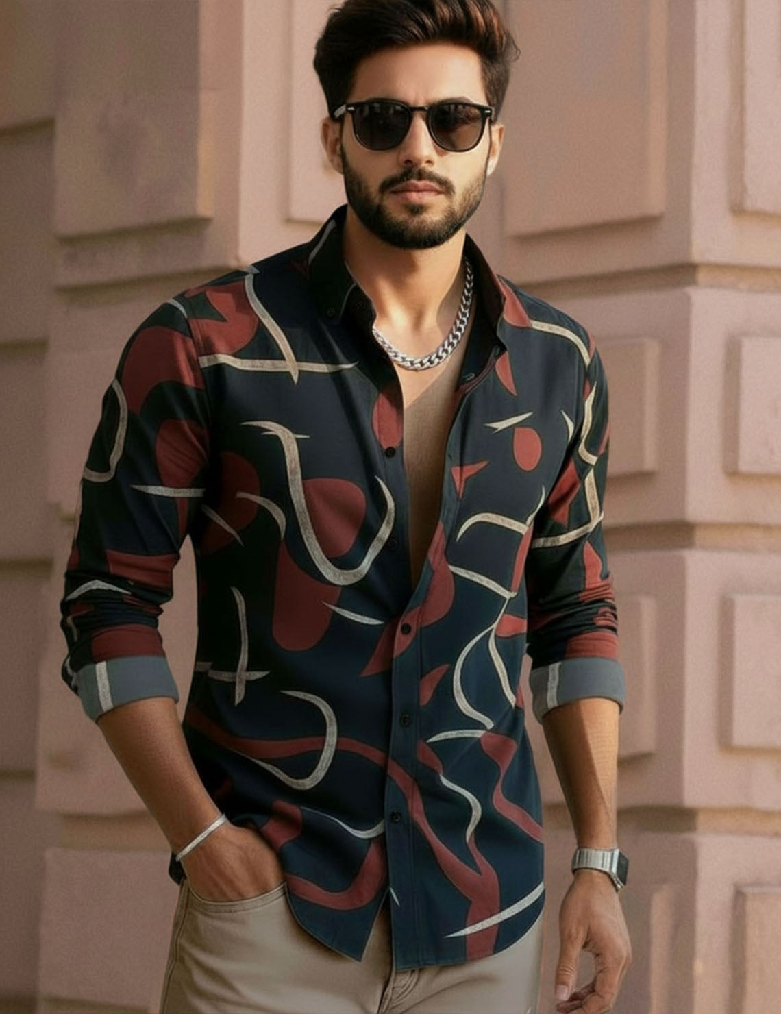 Black Abstract Print Shirt