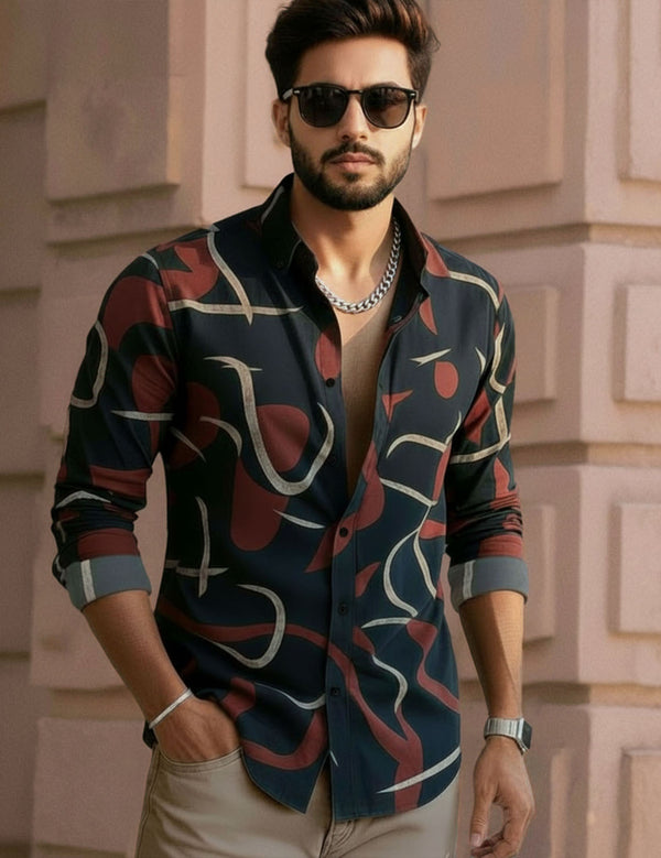 Black Abstract Print Shirt