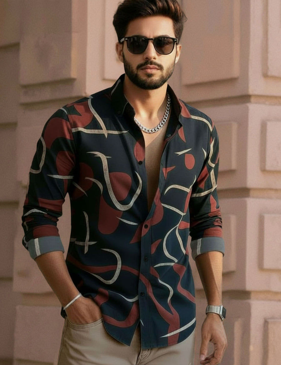 Black Abstract Print Shirt