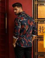 Force Men Printed Casual Black, Maroon Shirt