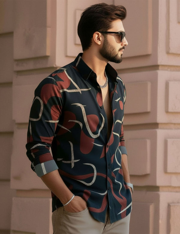 Black Abstract Print Shirt
