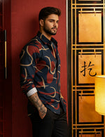 Force Men Printed Casual Black, Maroon Shirt