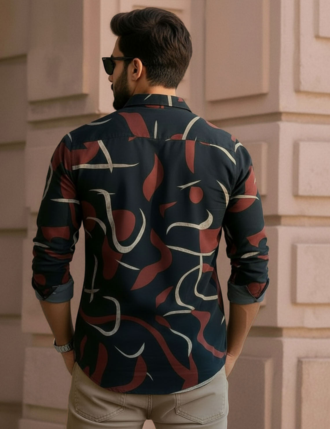Black Abstract Print Shirt