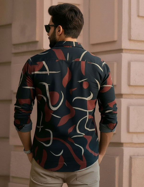 Black Abstract Print Shirt