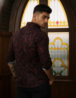 Force Men Printed Casual Black, Maroon Shirt