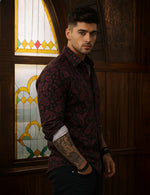Force Men Printed Casual Black, Maroon Shirt
