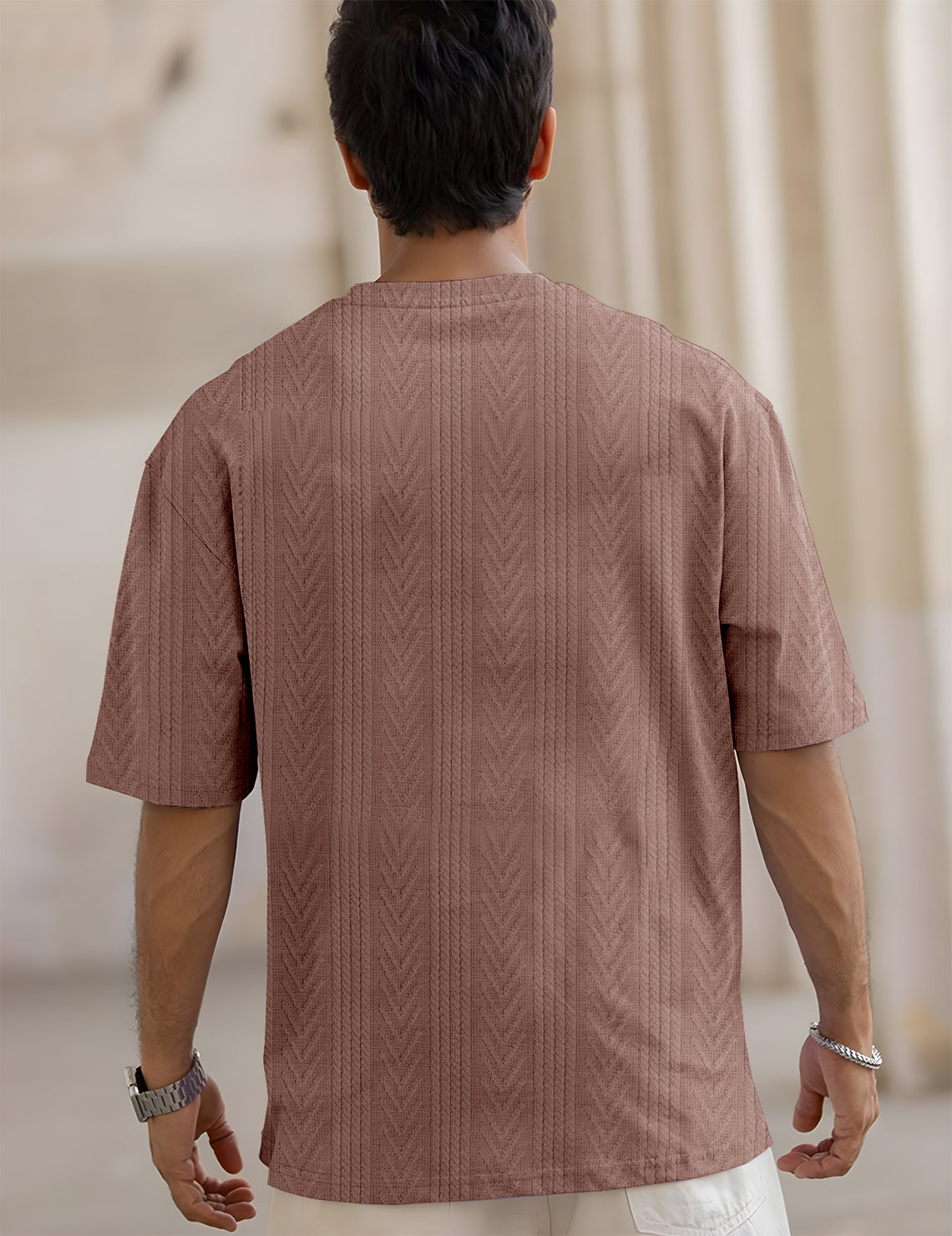 Force Solid Men Round Neck Brown T-Shirt