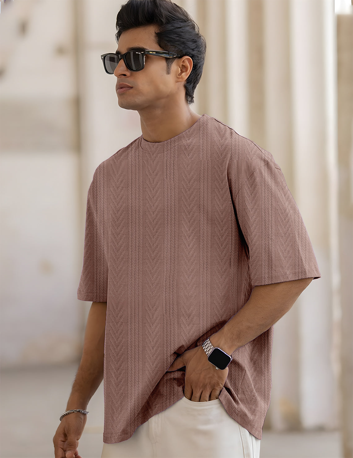 Force Solid Men Round Neck Brown T-Shirt