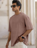 Force Solid Men Round Neck Brown T-Shirt