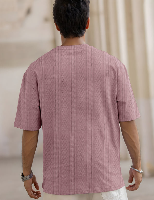 Force Solid Men Round Neck Pink T-Shirt