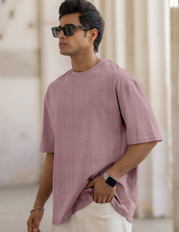 Force Solid Men Round Neck Pink T-Shirt