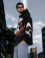 Force Printed Men Black Hooded Sweatshirt