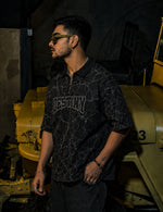 Force Printed Men Zip Neck Black T-Shirt