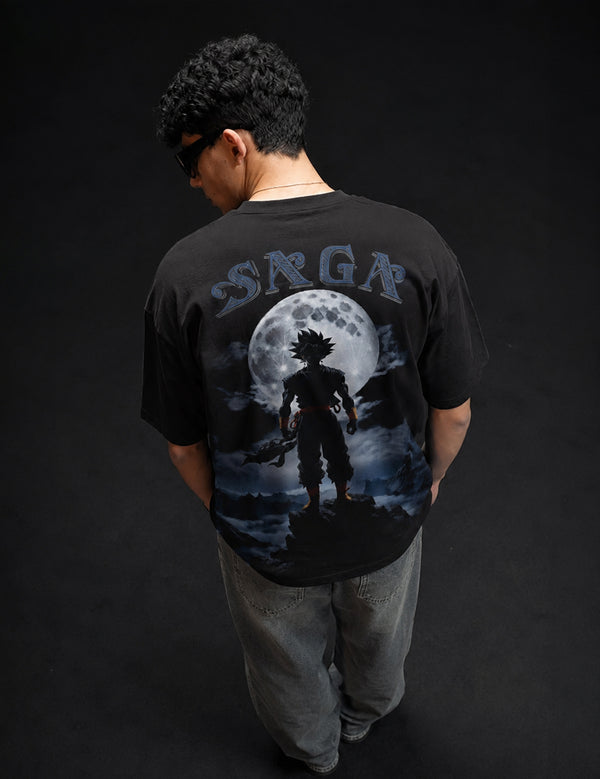 Force Graphic Print Men Round Neck Black T-Shirt