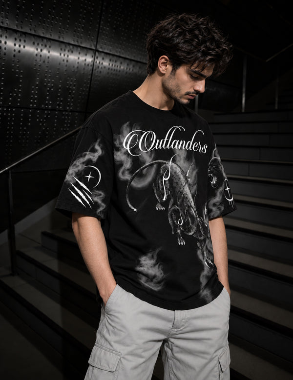 Phantom Prowl – Black Panther Graphic Half-Sleeve T-Shirt