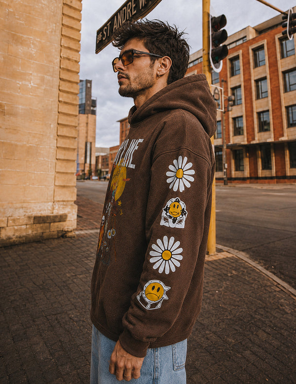 Force Printed Men Brown Hooded Sweatshirt