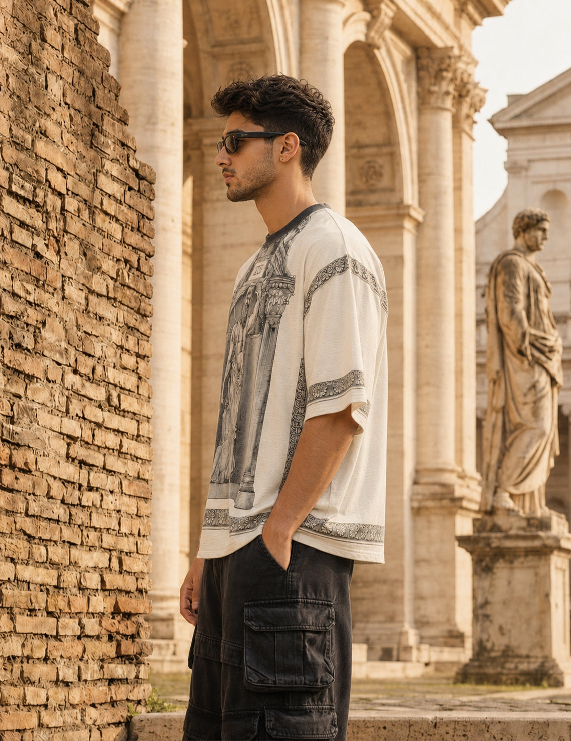 Force Printed Men Round Neck Beige T-Shirt