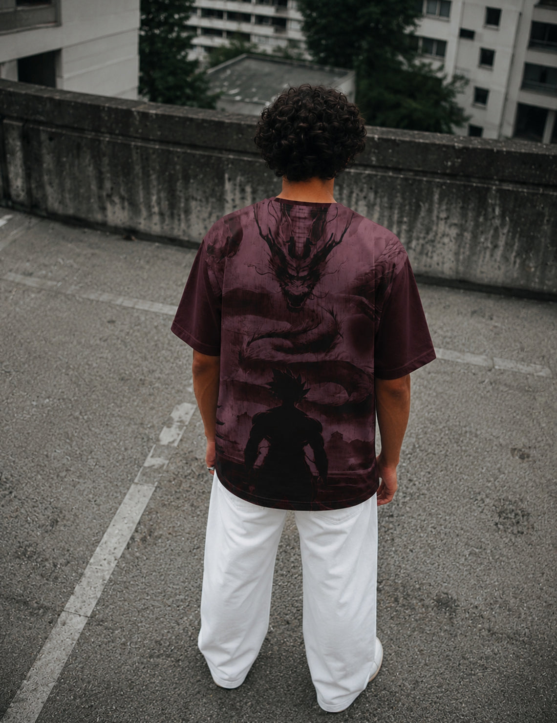Force Graphic Print Men Round Neck wine T-Shirt