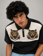 Force Printed Men Zip Neck Multicolor T-Shirt