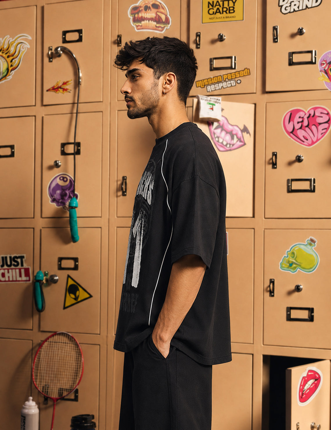 Force Printed Men Round Neck Black T-Shirt