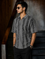 Force Printed Men Zip Neck Grey T-Shirt