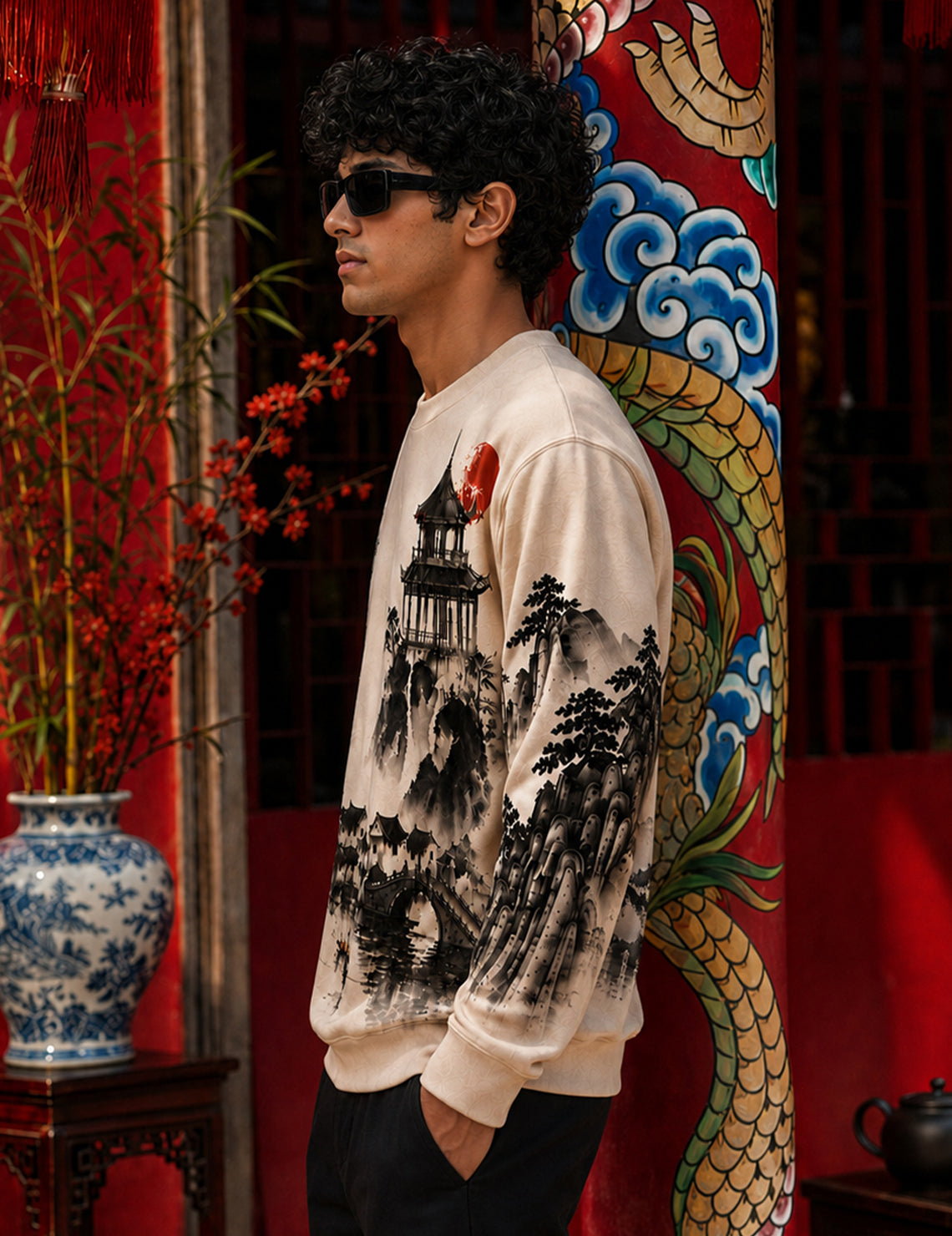 Force Printed Men Round Neck Beige T-Shirt