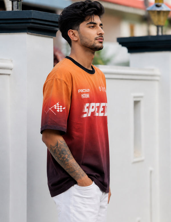 Force Printed Men Round Neck Orange T-Shirt