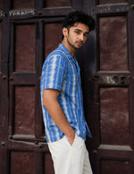 Force Men Printed Casual Light Blue Shirt
