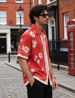 Force Mens Floral Print Red Shirt