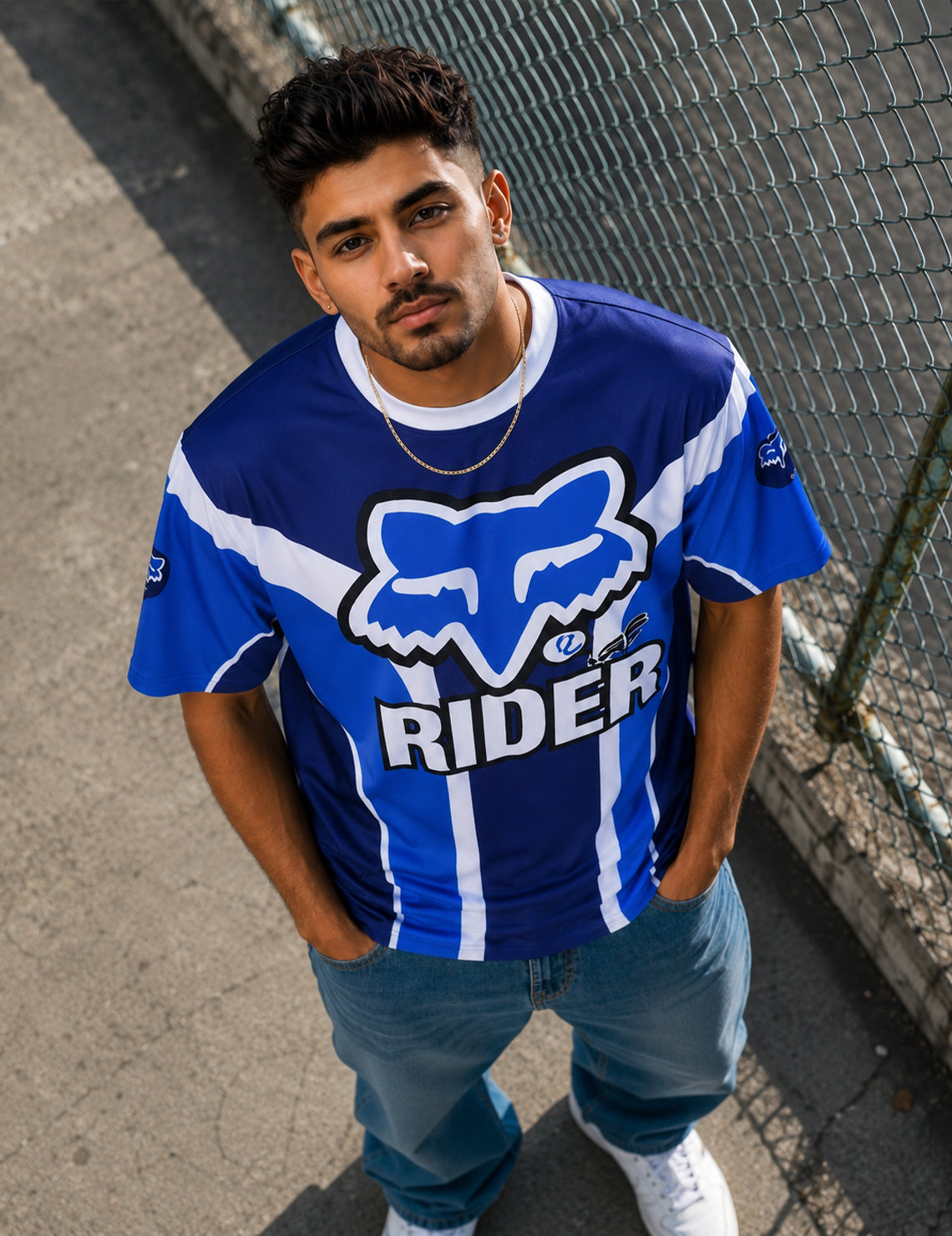 Force Printed Men Round Neck Blue T-Shirt