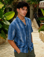 Men Printed Casual Blue Shirt