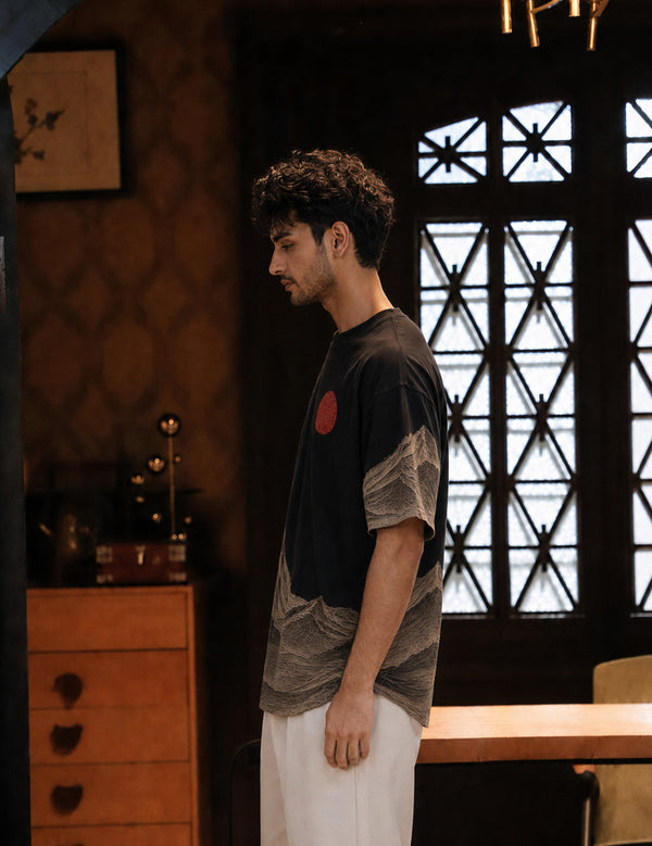 Force Printed Men Round Neck Black T-Shirt