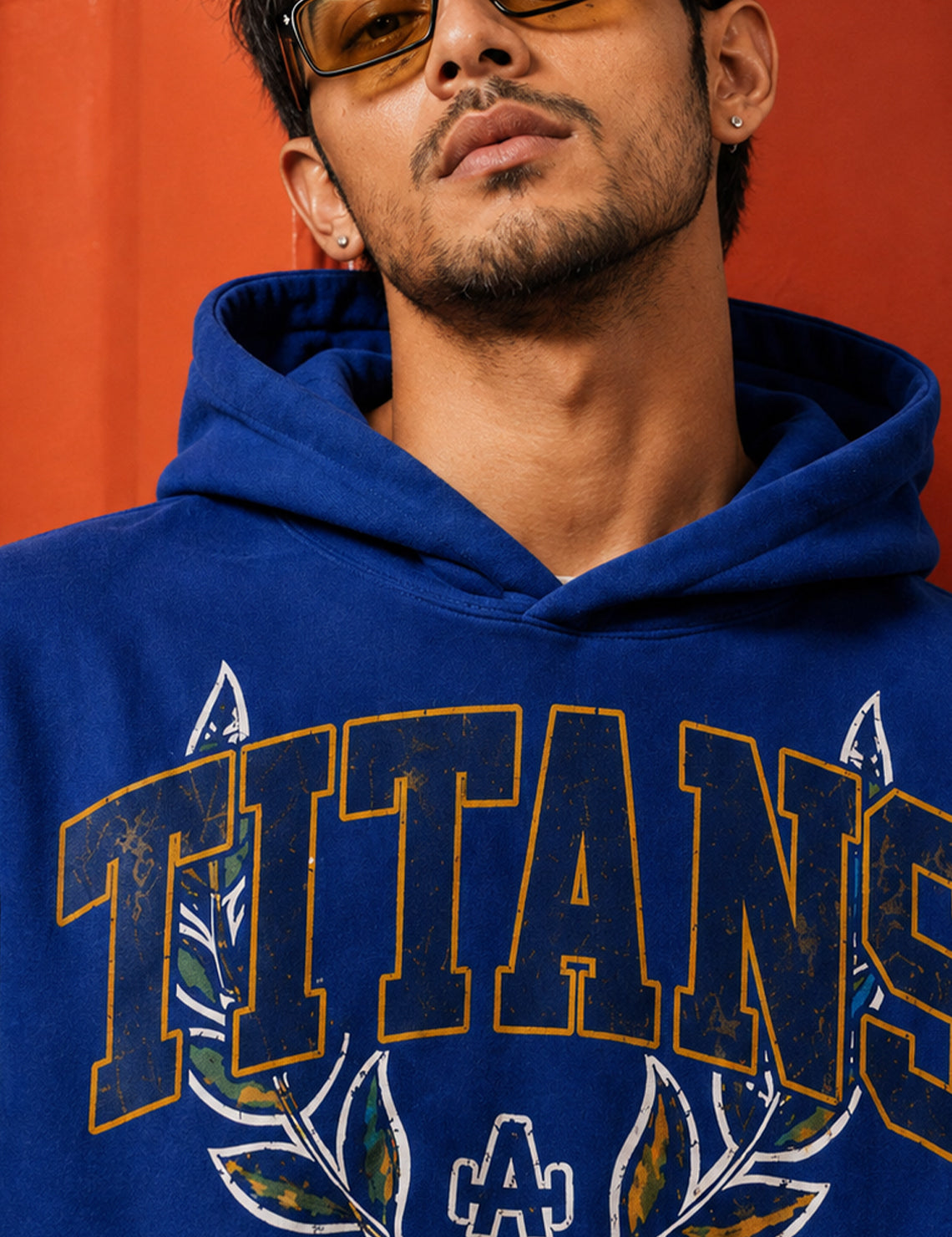 Force Printed Men Blue Hooded Sweatshirt