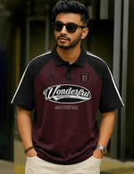 Force Printed Men Polo Neck Maroon T-Shirt