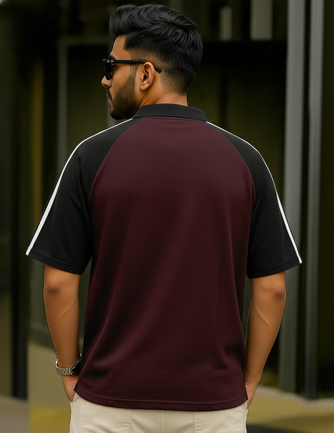 Force Printed Men Polo Neck Maroon T-Shirt