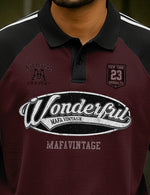 Force Printed Men Polo Neck Maroon T-Shirt