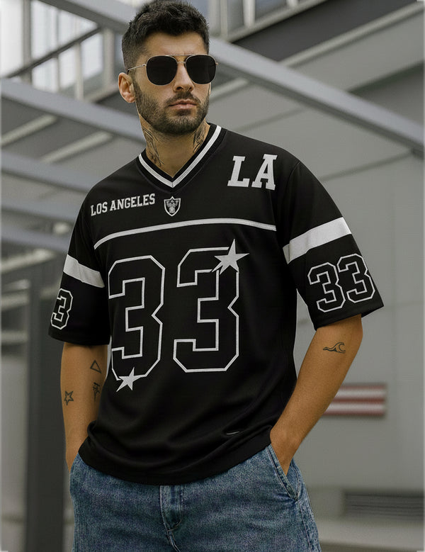 Force Printed Men V Neck Black T-Shirt