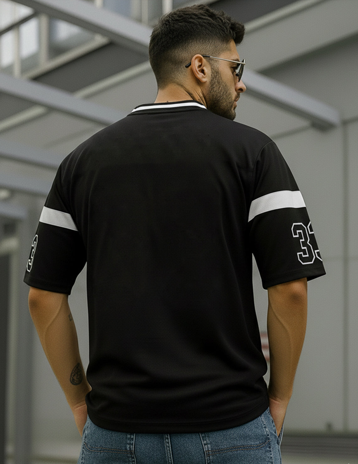 Force Printed Men V Neck Black T-Shirt