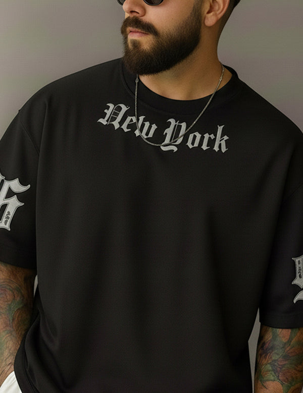 Force Printed Men Round Neck Black T-Shirt