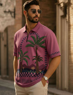 Force Printed Men Zip Neck Pink T-Shirt