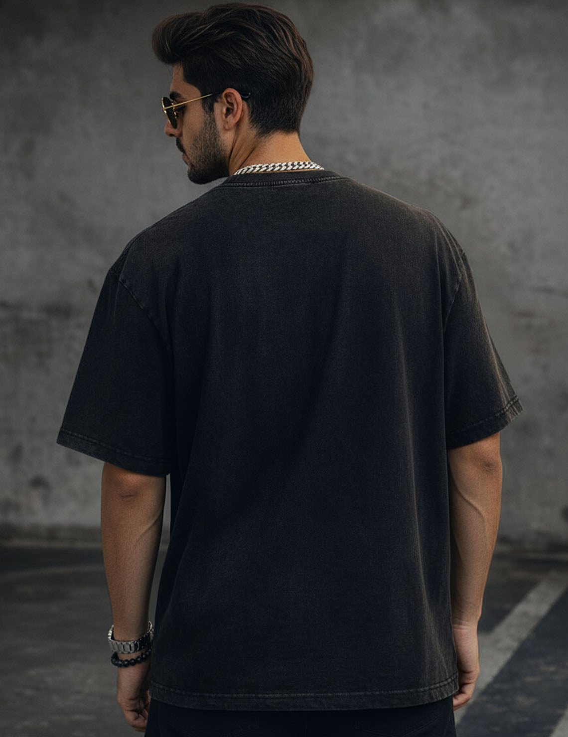 Force Graphic Print Men Round Neck Black T-Shirt