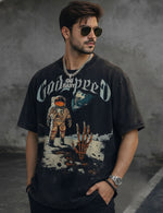Force Graphic Print Men Round Neck Black T-Shirt