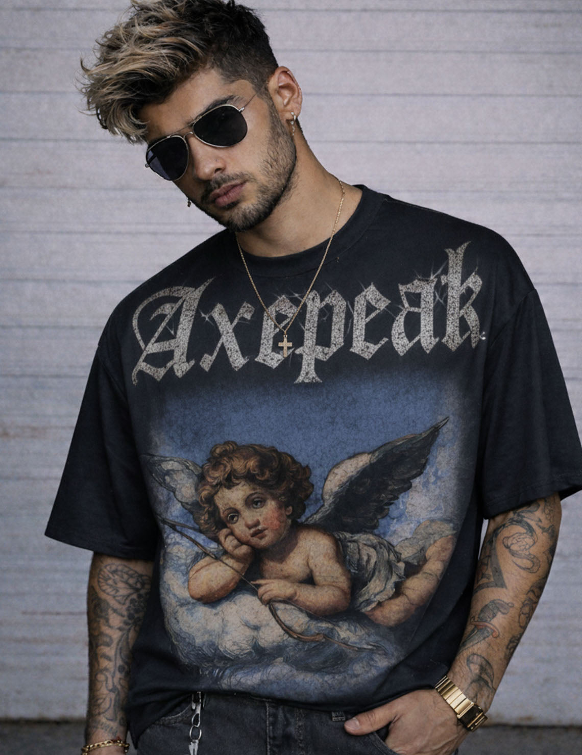 Force Graphic Print Men Round Neck Black T-Shirt