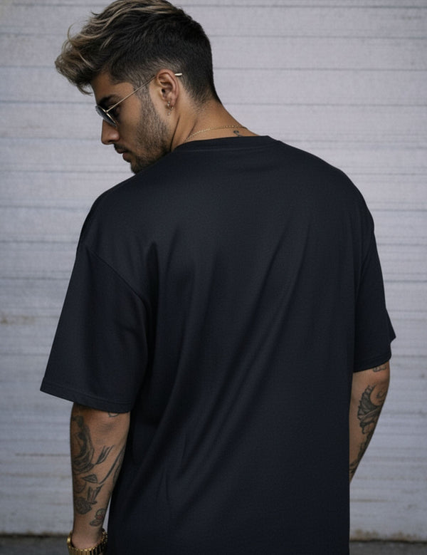 Force Graphic Print Men Round Neck Black T-Shirt